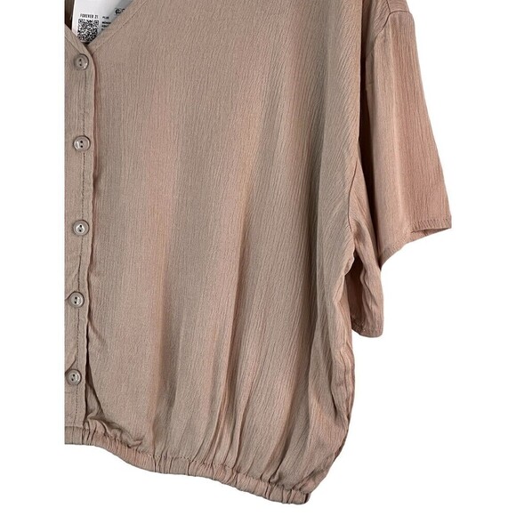 NWT Forever 21 Women's Boho Woven Loose Mid Drift Top Size 1X Tan - Picture 3 of 8